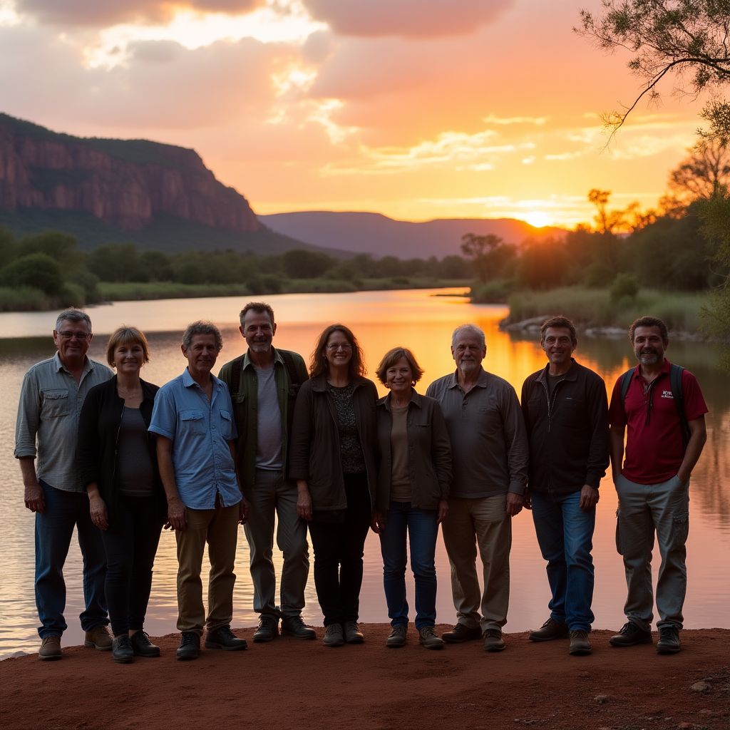 Wild North Australia founders standing by a billabong with indigenous guides