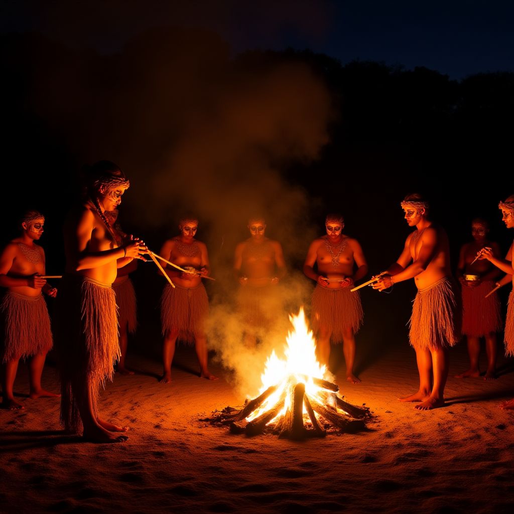 Traditional Aboriginal ceremony in progress