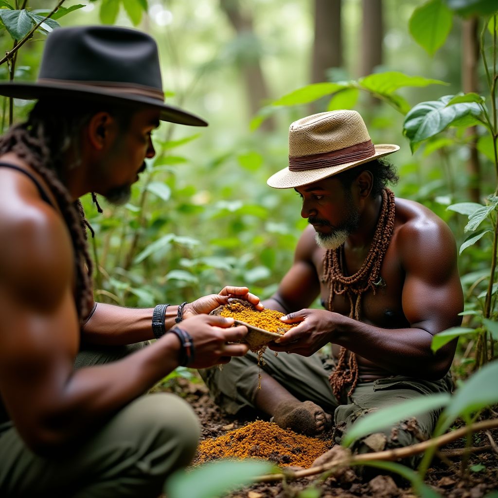 Indigenous guide showing bush food plants